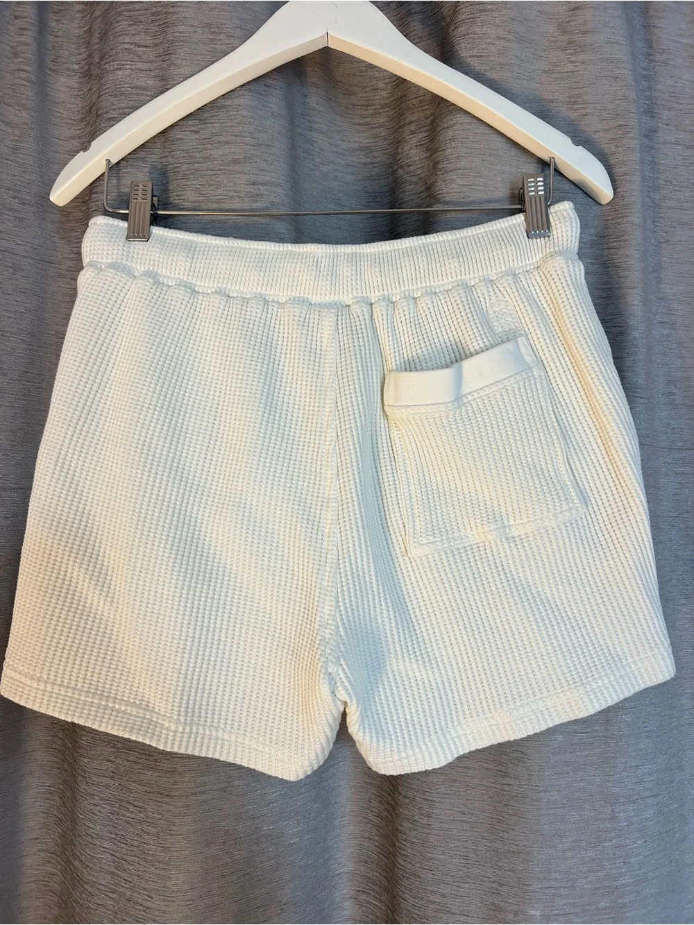 Dandy Del Mar Waffle Knit Lounge Shorts Cream 100% Cotton Drawstring Men’s L